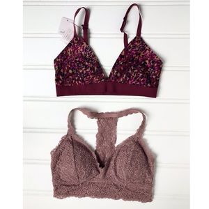 Auden Leopard Print & Blush Lace Bralettes Size M